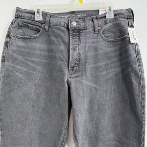 Old Navy High Rise Slouchy Straight Jeans Women 12 Charcoal Button Fly NWT